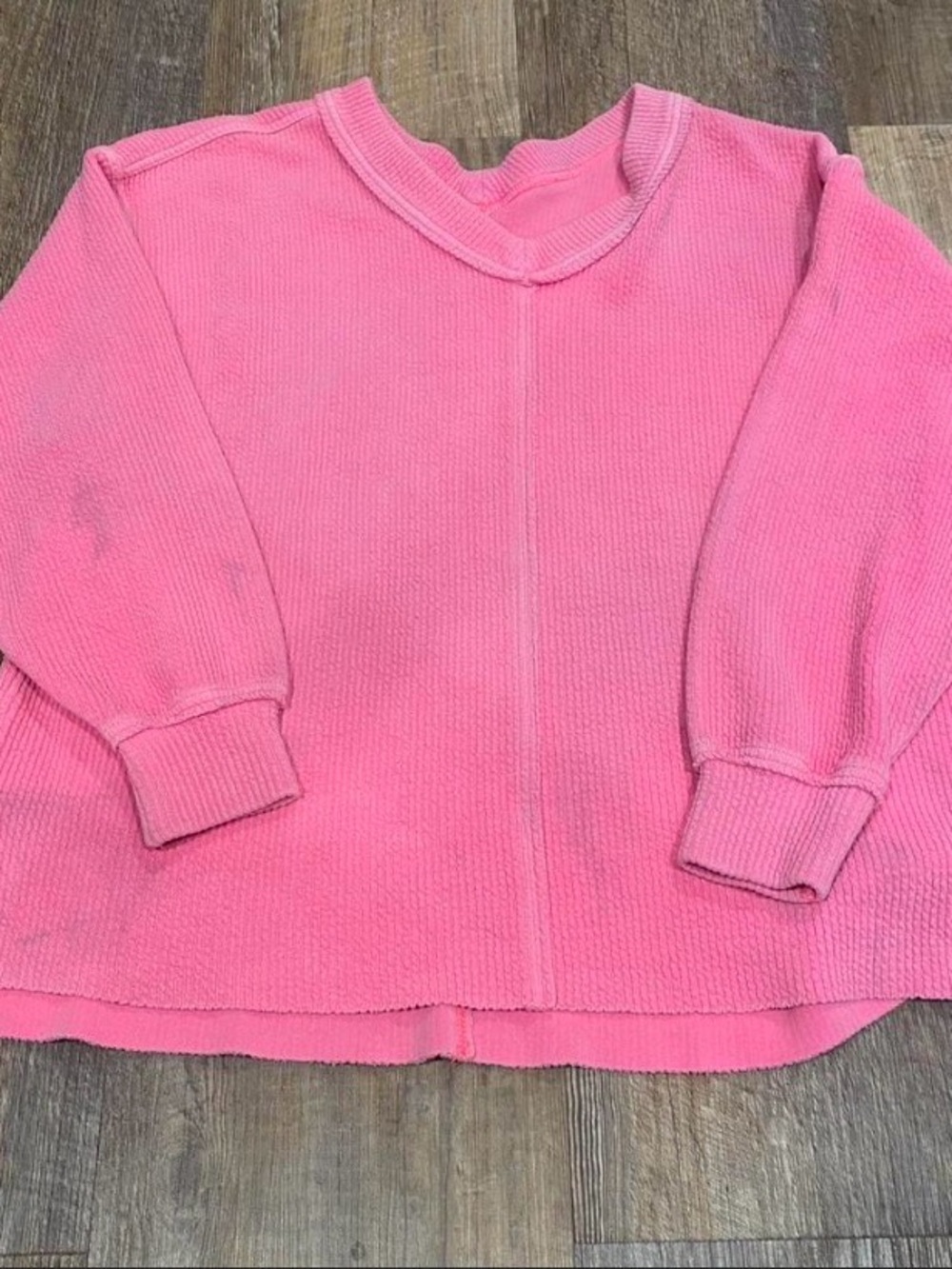 aerie Bubblegum Pink Waffle Crew Neck Sweater